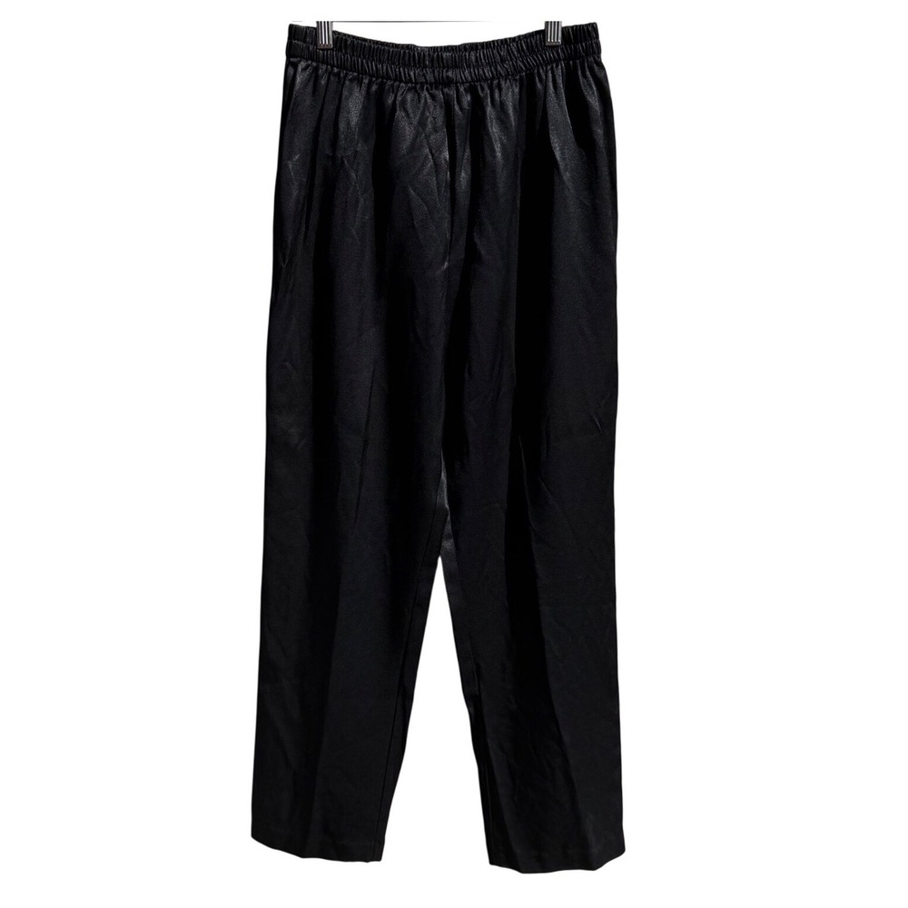 Vintage R&M Richards Petite Black Trousers High Rise Elastic Waist USA Made 10P